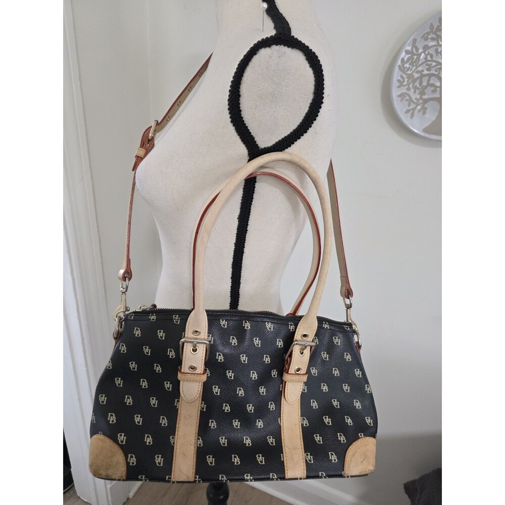 DOONEY & BOURKE Signature Satchel Handbag ShoulderBag PURSE Black Leather